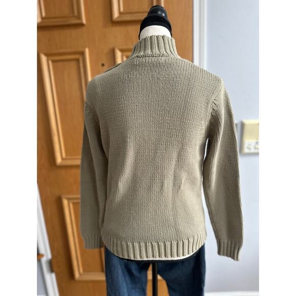 Orvis Women’s Small Beige Fisherman Sweater 90s Cotton Blend Mock Neck - Picture 3 of 6
